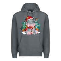 Rock cute christmas hippopotamus Premium Hoodie - MaliasSmallBusiness