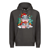 Smoke cute christmas hippopotamus Premium Hoodie - MaliasSmallBusiness