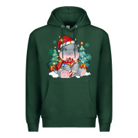 Sports Green cute christmas hippopotamus Premium Hoodie - MaliasSmallBusiness