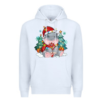 White cute christmas hippopotamus Premium Hoodie - MaliasSmallBusiness
