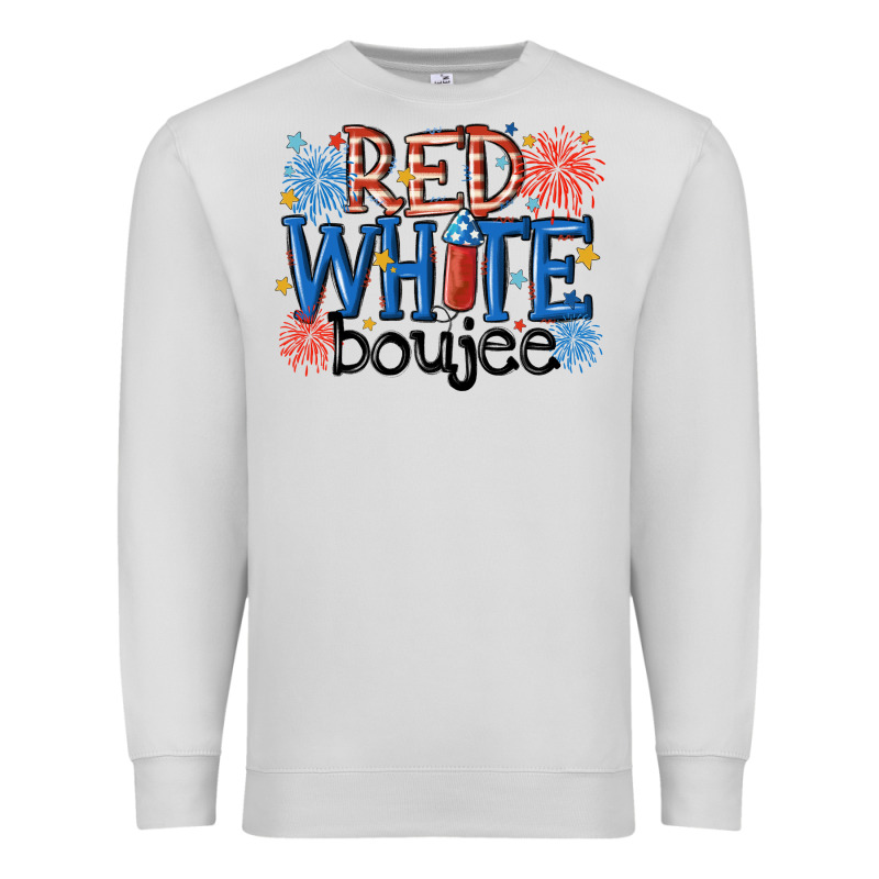 Red White Boujee Premium Sweatshirt by MaliasSmallBusiness | Teevron