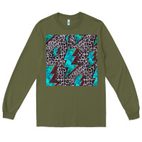 Army Green turquoise lightning bolt seamless pattern Long Sleeve Tee - HRA Design Shop