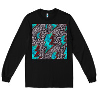 Black turquoise lightning bolt seamless pattern Long Sleeve Tee - HRA Design Shop