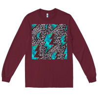 Burgundy turquoise lightning bolt seamless pattern Long Sleeve Tee - HRA Design Shop