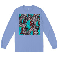 Colony Blue turquoise lightning bolt seamless pattern Long Sleeve Tee - HRA Design Shop