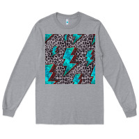 Heather Grey turquoise lightning bolt seamless pattern Long Sleeve Tee - HRA Design Shop