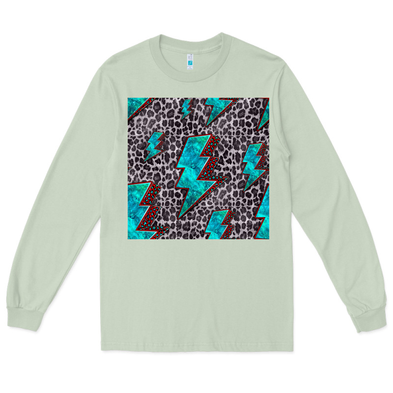 Turquoise Lightning Bolt Seamless Pattern Long Sleeve Tee by HRA Design Shop | Teevron