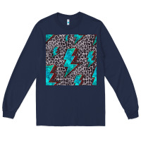 Navy turquoise lightning bolt seamless pattern Long Sleeve Tee - HRA Design Shop