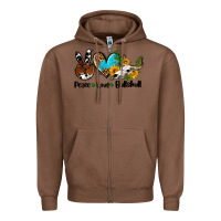 Chestnut peace love  bullskull Zipper Hoodie - AdoDesignShop