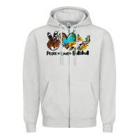 Dove Grey peace love  bullskull Zipper Hoodie - AdoDesignShop