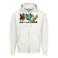 Oatmeal Heather peace love  bullskull Zipper Hoodie - AdoDesignShop