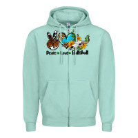 Seafoam peace love  bullskull Zipper Hoodie - AdoDesignShop