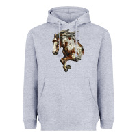 Heather Grey Mustang Horse Heavyweight Hoodie - LillyAllenDesigns