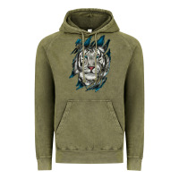 Vintage Olive White Tiger Scratch Mark Vintage Hoodie - RanaPortraitStore