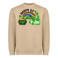 Happy Go Lucky Rainbow Shamrocks And Pot Of Gold Heavyweight Sweatshirt | Teevron