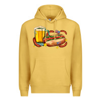Antique Gold hot dog and beer with stars and usa flags Premium Hoodie - AdoDesignShop