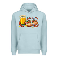 Blue Mist hot dog and beer with stars and usa flags Premium Hoodie - AdoDesignShop