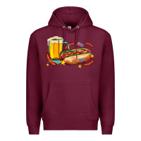 Burgundy hot dog and beer with stars and usa flags Premium Hoodie - AdoDesignShop