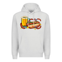 Dove Grey hot dog and beer with stars and usa flags Premium Hoodie - AdoDesignShop