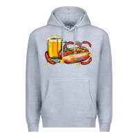 Heather Grey hot dog and beer with stars and usa flags Premium Hoodie - AdoDesignShop