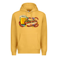 Mustard hot dog and beer with stars and usa flags Premium Hoodie - AdoDesignShop
