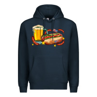 Navy hot dog and beer with stars and usa flags Premium Hoodie - AdoDesignShop