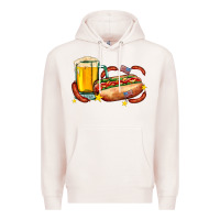 Pale Pink hot dog and beer with stars and usa flags Premium Hoodie - AdoDesignShop