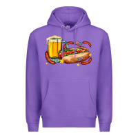 Purple hot dog and beer with stars and usa flags Premium Hoodie - AdoDesignShop