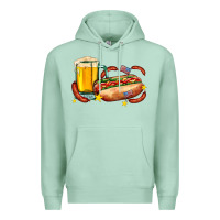 Seafoam hot dog and beer with stars and usa flags Premium Hoodie - AdoDesignShop