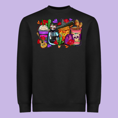 Day Of The Dead Coffee Cups Heavyweight Sweatshirt Designed By Zillion Design Studio