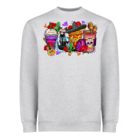 Heather Grey day of the dead coffee cups Heavyweight Sweatshirt - Zillion Design Studio