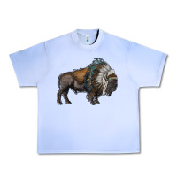 Grape Ice bison with indian headdress Urban Heavy Tee - RanaPortraitStore