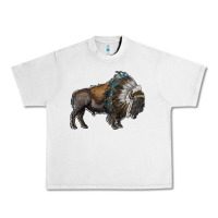 Lunar Rock bison with indian headdress Urban Heavy Tee - RanaPortraitStore