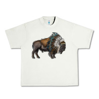 Bison With Indian Headdress Urban Heavy Tee | Teevron