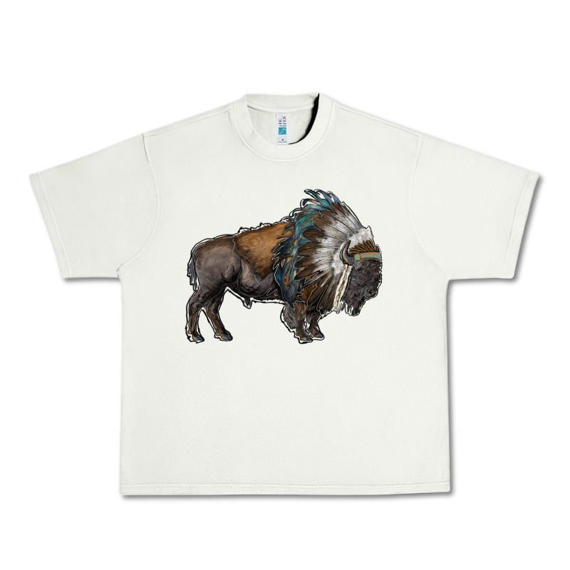 Bison With Indian Headdress Urban Heavy Tee by RanaPortraitStore | Teevron