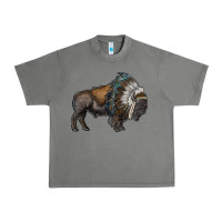 Tornado bison with indian headdress Urban Heavy Tee - RanaPortraitStore