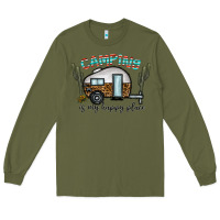 Army Green camping is my happy place Long Sleeve Tee - CowhideDigitalArt