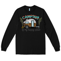 Black camping is my happy place Long Sleeve Tee - CowhideDigitalArt