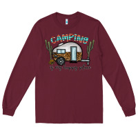 Burgundy camping is my happy place Long Sleeve Tee - CowhideDigitalArt