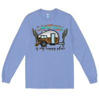 Colony Blue camping is my happy place Long Sleeve Tee - CowhideDigitalArt