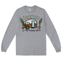 Heather Grey camping is my happy place Long Sleeve Tee - CowhideDigitalArt