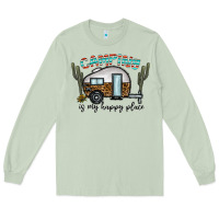 Matcha camping is my happy place Long Sleeve Tee - CowhideDigitalArt