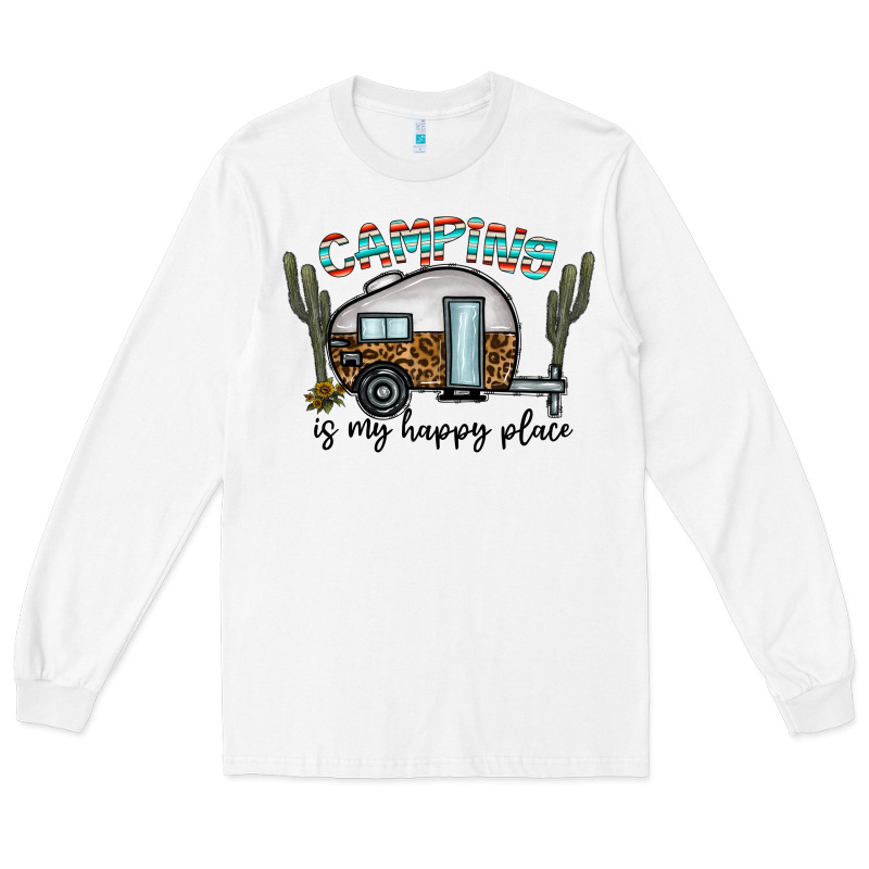 Camping Is My Happy Place Long Sleeve Tee by CowhideDigitalArt | Teevron