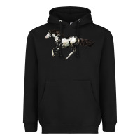Black American Paint Horse Heavyweight Hoodie - LillyAllenDesigns