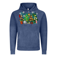 Vintage Denim christmas trees with tennis Vintage Hoodie - Zillion Design Studio