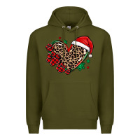 Army Green christmas paw heart Premium Hoodie - MaliasSmallBusiness