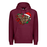 Burgundy christmas paw heart Premium Hoodie - MaliasSmallBusiness
