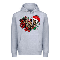 Heather Grey christmas paw heart Premium Hoodie - MaliasSmallBusiness