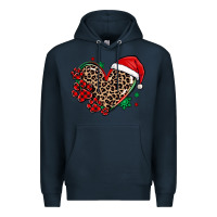 Navy christmas paw heart Premium Hoodie - MaliasSmallBusiness
