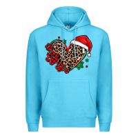 Ocean Blue christmas paw heart Premium Hoodie - MaliasSmallBusiness